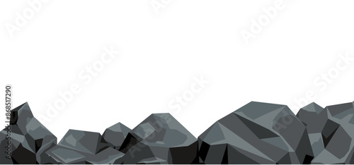 Coal pile rock solid banner concept. Vector flat graphic design illustration