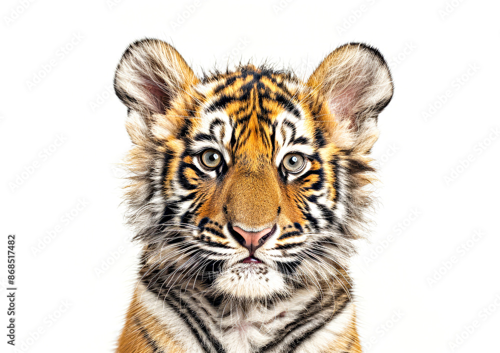 Fototapeta premium Close-up portrait of a baby tiger cub.