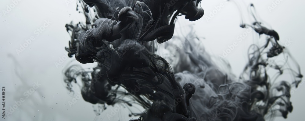 Black ink clouds in water, abstract background Black ink clouds in water, abstract background