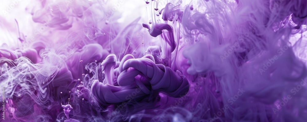 Purple ink clouds in water, abstract background Purple ink clouds in water, abstract background