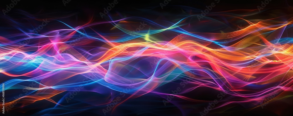 Neon streams on a black backdrop Neon streams on a black backdrop