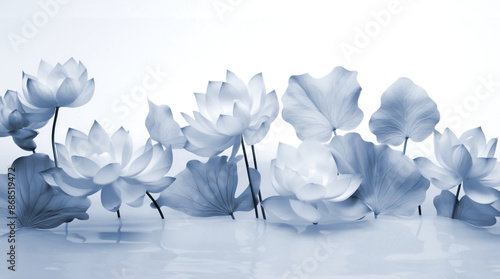 A soft white lotus with space and a light background. photo