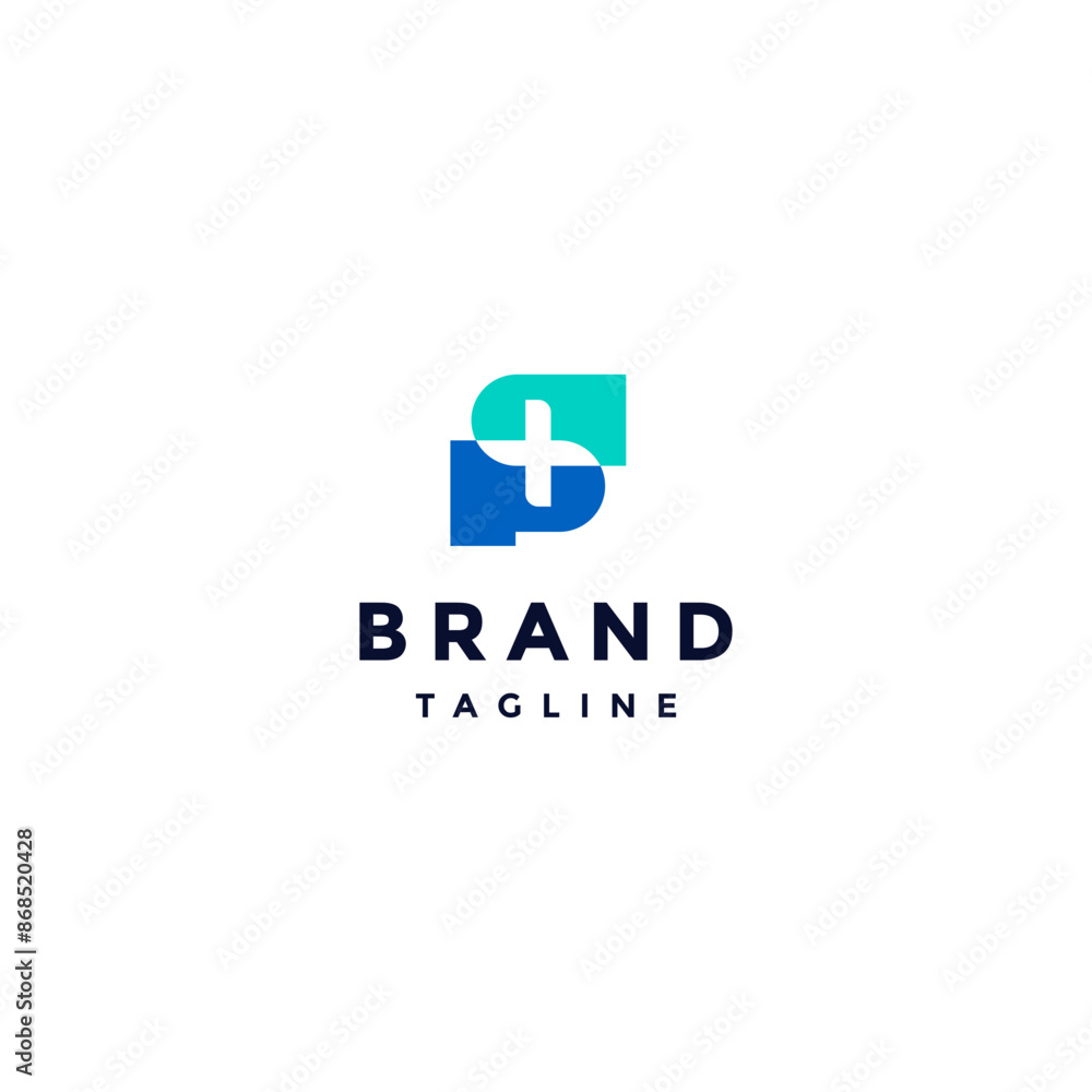 Initial Letter SP Plus Logo Design. Plus Icon Between Letters S and P Logo Design. Initial Letter SP Plus Logo Design. Plus Icon Between Letters S and P Logo Design.