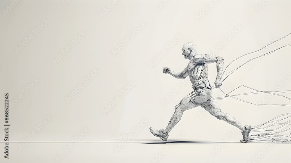 Minimalist 3D Render of a Marathon Runner Crossing the Finish Line Minimalist 3D Render of a Marathon Runner Crossing the Finish Line