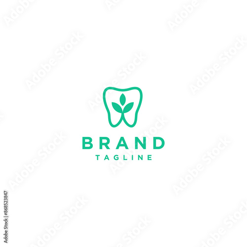 Simple Flowering Teeth Icon Logo Design. Tooth With Flower Icon Inside Logo Design.