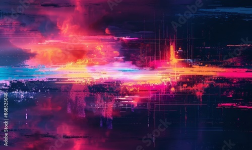 Digital glitch background in vibrant colors