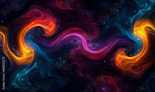 Abstract neon swirls on black background © Станіслав Козаков