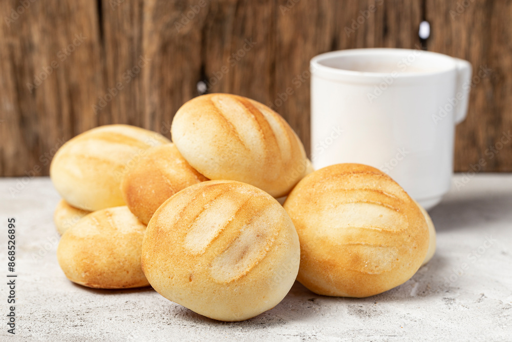 Delicious and nutritious almojabanas or pandebono, a food based on cassava flour and cheese Delicious and nutritious almojabanas or pandebono, a food based on cassava flour and cheese