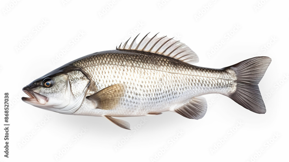 Fototapeta premium Isolated on a white background, Australian Barramundi