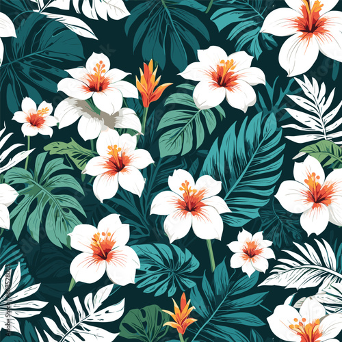 Vibrant Hibiscus Flowers Tropical Illustration