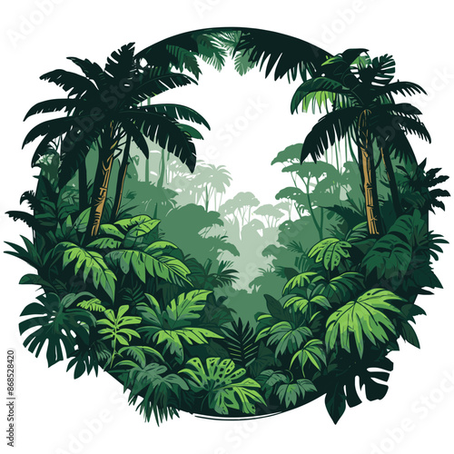 Vintage Jungle Adventure Badge Illustration Style