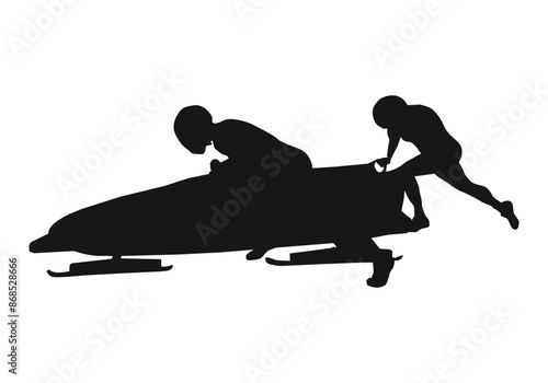 black athlete bobsled vector silhouette