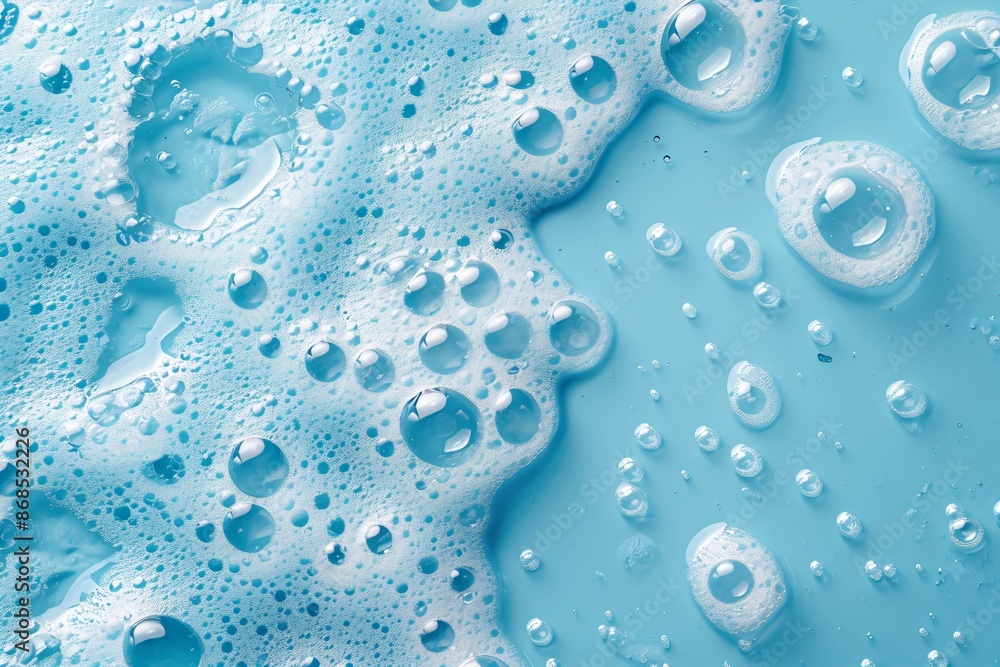 White soap foam with bubbles texture on blue background. Detergent foam bubble on water, soap sud. Face cleansing mousse smudge, shower gel, hair shampoo foam smear texture. Beauty, clean and laundry White soap foam with bubbles texture on blue background. Detergent foam bubble on water, soap sud. Face cleansing mousse smudge, shower gel, hair shampoo foam smear texture. Beauty, clean and laundry