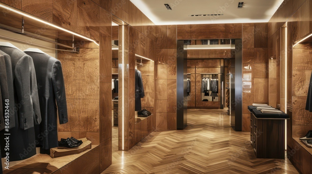 designer clothing store with fitting rooms clad in textured wood panels, adding luxury and privacy designer clothing store with fitting rooms clad in textured wood panels, adding luxury and privacy