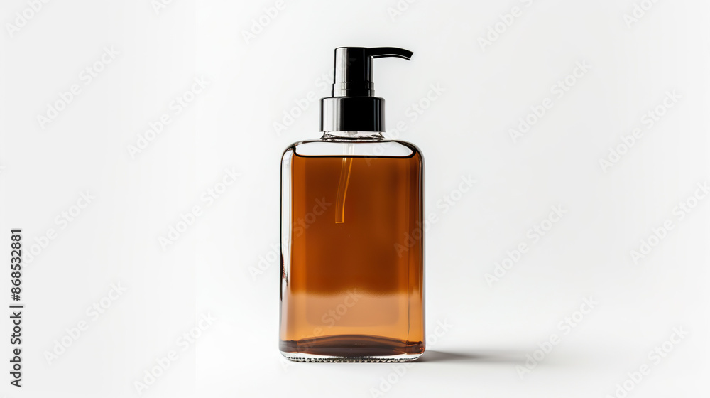 Isolated glass soap bottle against a white background Isolated glass soap bottle against a white background