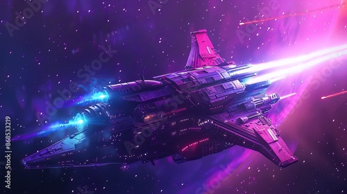 Fototapeta Naklejka Na Ścianę i Meble -  AI Generated Illustrations of Science Fiction in Space