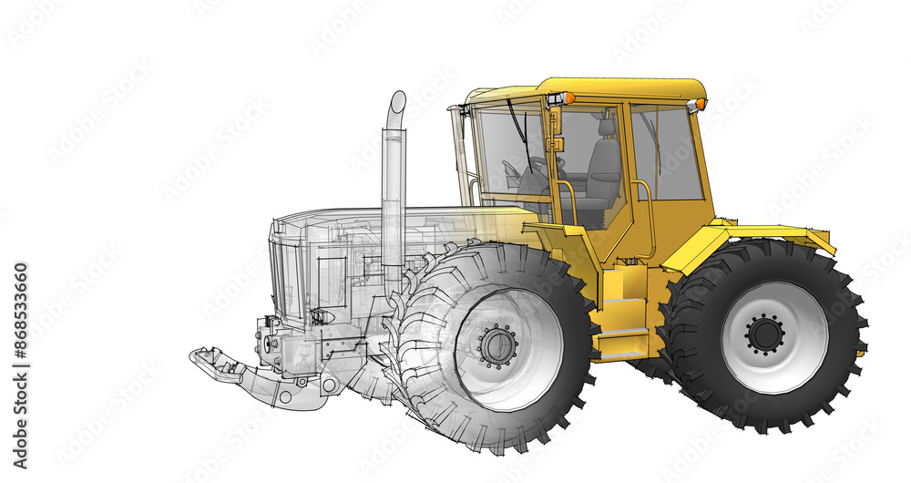 tractor graphic sketch 3d illustration tractor graphic sketch 3d illustration