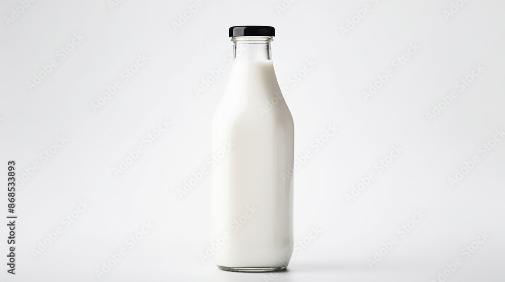 Isolated white background with a milk bottle Isolated white background with a milk bottle