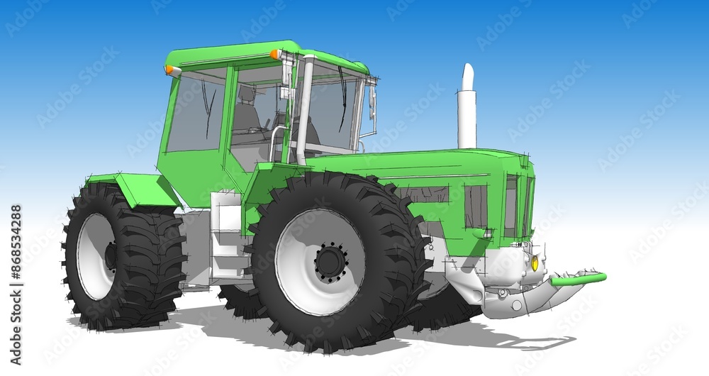 Obraz premium tractor graphic sketch 3d illustration