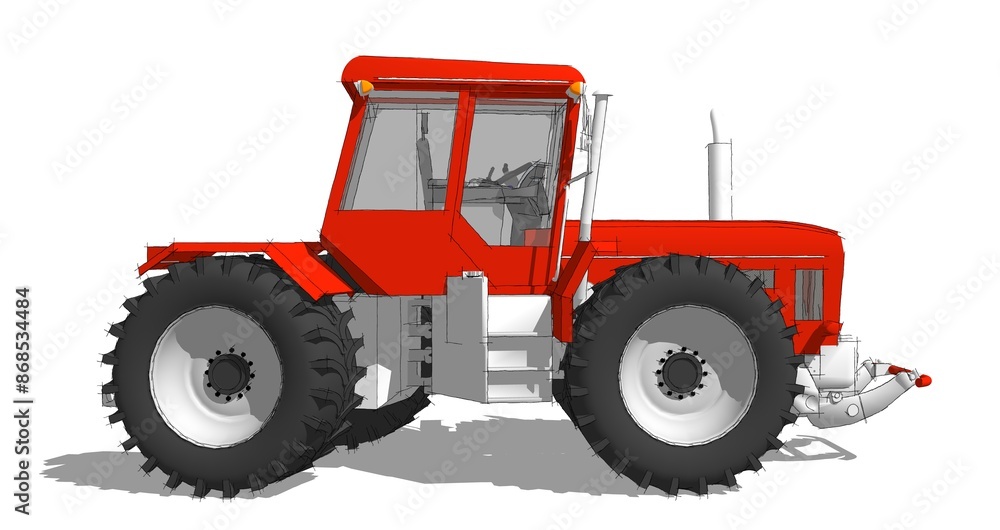 tractor graphic sketch 3d illustration tractor graphic sketch 3d illustration