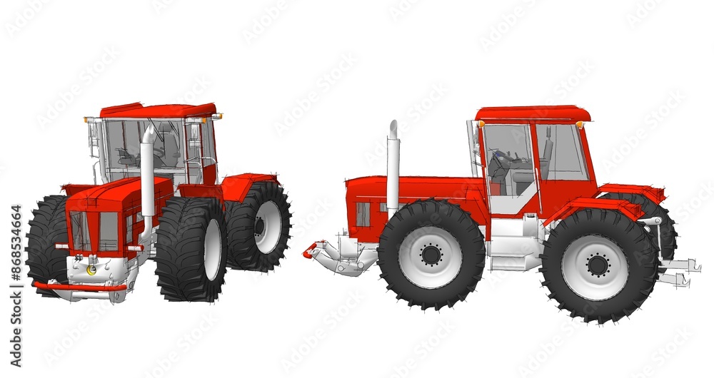 tractor graphic sketch 3d illustration tractor graphic sketch 3d illustration
