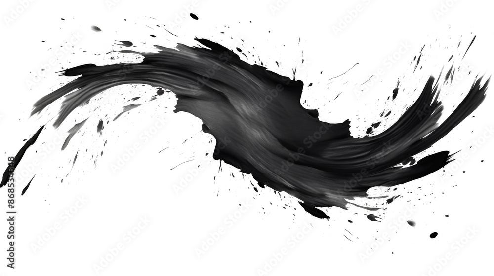Transparant abstract splash in black ink, paint, brush strokes, stain grunge, Japanese style Transparant abstract splash in black ink, paint, brush strokes, stain grunge, Japanese style