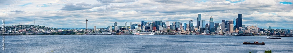 Panorama shot of the skyline in Seattle, Washington. Panorama shot of the skyline in Seattle, Washington.