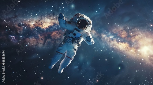 Beyond Earth: Astronaut Floating Towards Milky Way Galaxy © Nazia