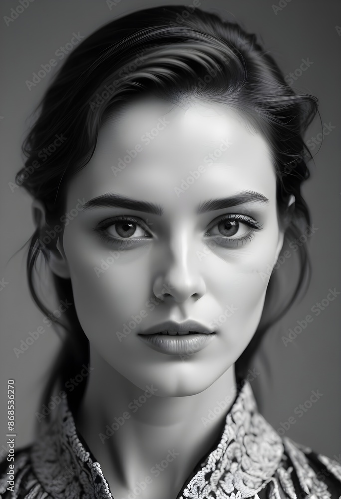 Fototapeta premium Beautiful and elegant female front view photo, beauty wallpaper