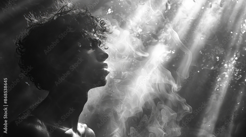 Fototapeta premium Worried Man in Black and White Photography