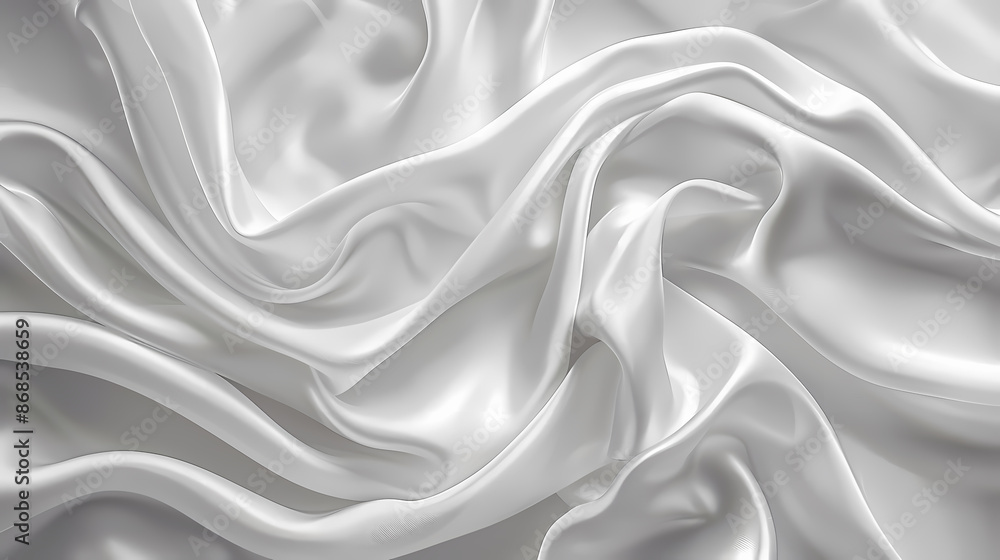 Obraz premium Close-up of flowing white silk fabric with smooth, luxurious texture and elegant folds.