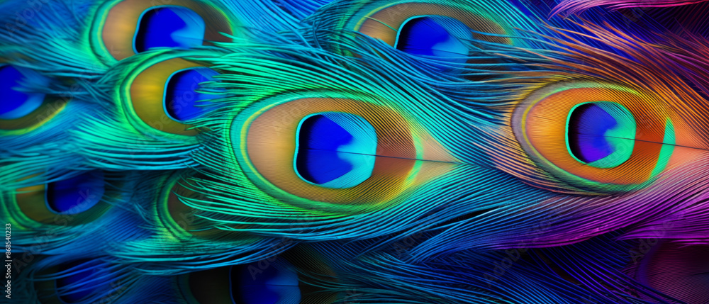 Obraz premium Brilliant Peacock Feather Arrangement