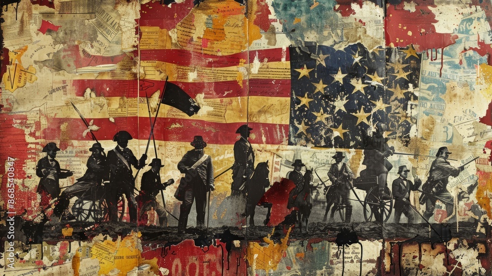Φωτογραφία An artistic of scenes from the American Revolution and the abolitionist movement