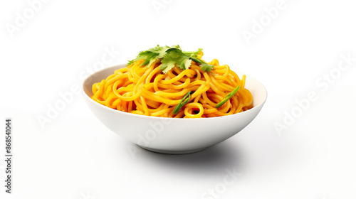 On a white background, Thai Khao Soi is isolated.