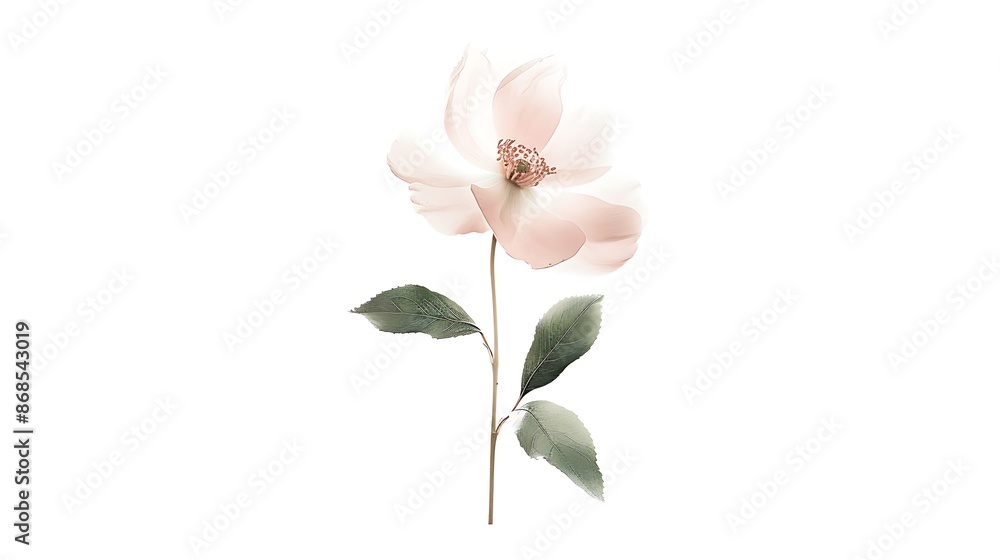 Delicate Pink Flower with Green Leaves Delicate Pink Flower with Green Leaves