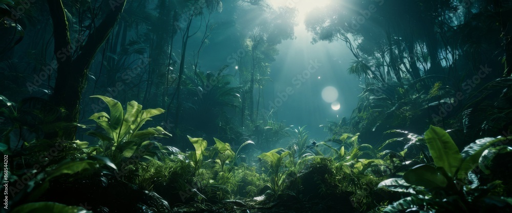 Preserving idea Hyperrealistic painting thriving alien jungle bi Preserving idea Hyperrealistic painting thriving alien jungle bi