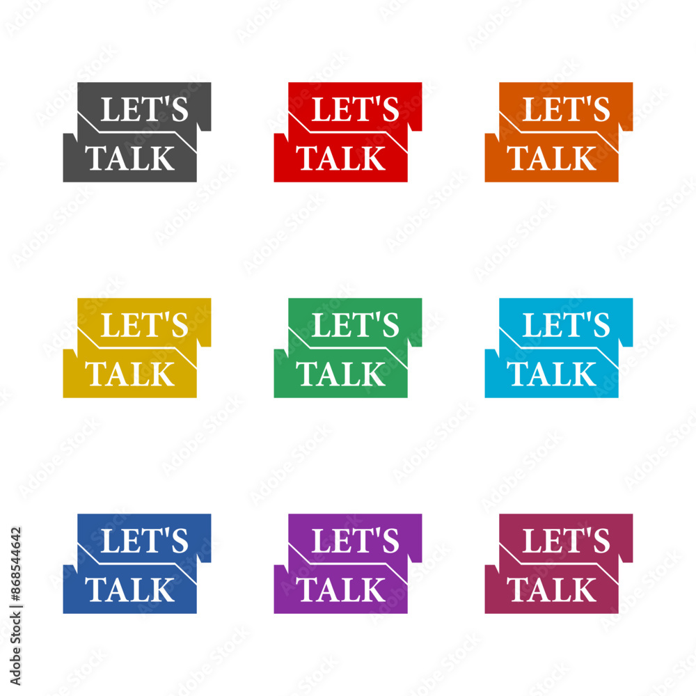 Let's talk dialog icon isolated on white background. Set icons colorful Let's talk dialog icon isolated on white background. Set icons colorful