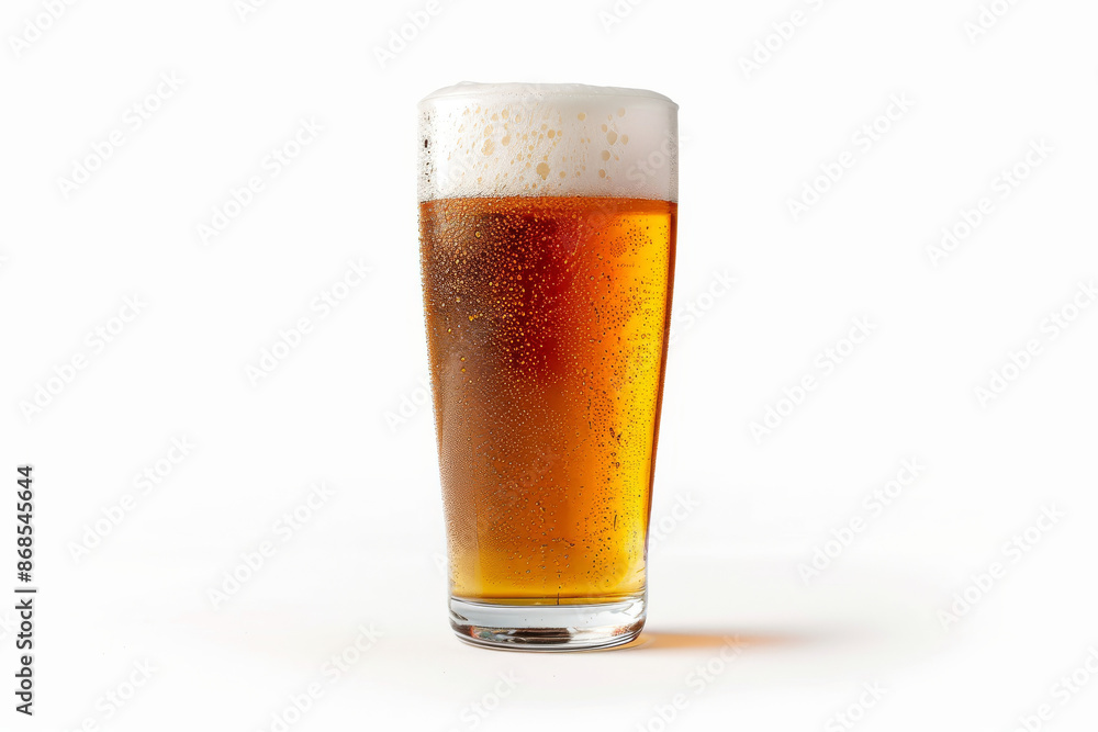 close up horizontal isolated image of a pint of beer over a white neutral background, copy space close up horizontal isolated image of a pint of beer over a white neutral background, copy space