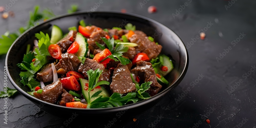 Shaking Beef Exploring the Popular Vietnamese Dish Bo Luc Lac. Concept Vietnamese Cuisine, Bo Luc Lac Recipe, Shaking Beef, Authentic Vietnamese Dish Shaking Beef Exploring the Popular Vietnamese Dish Bo Luc Lac. Concept Vietnamese Cuisine, Bo Luc Lac Recipe, Shaking Beef, Authentic Vietnamese Dish