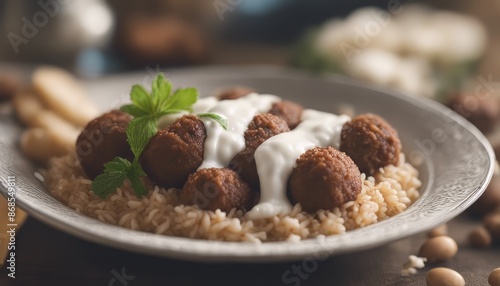 Kibbeh with rice and yogurt Laban