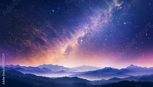 A starry night sky with a purple hue, filled with twinkling stars and a gentle gradient of d