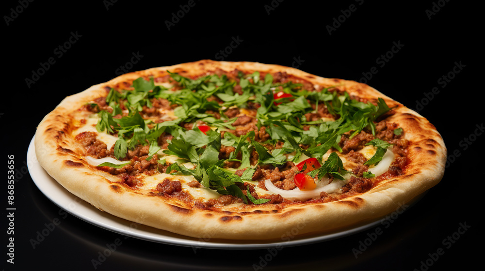Pizza set off on a black background Pizza set off on a black background