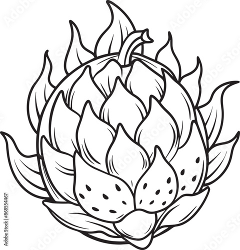 Dragon Fruit Vector for Coloring Pages for Kids