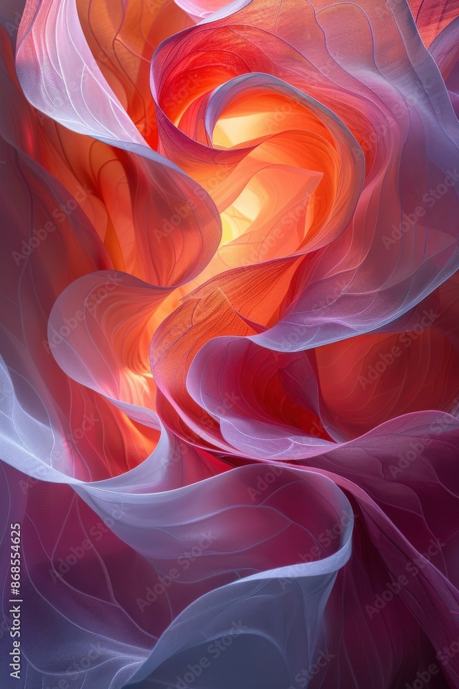 Obraz premium Abstract Close-Up of Colorful Translucent Fabric with Soft Light and Flowing Patterns