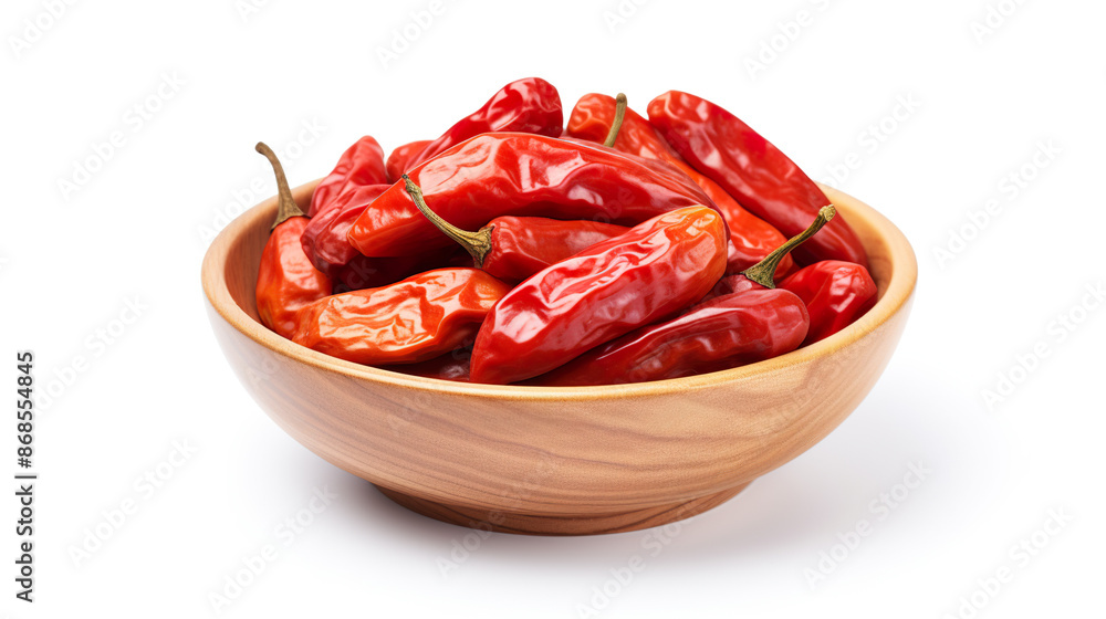 Pure white background with a solitary red chili Pure white background with a solitary red chili