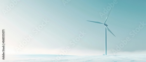 A wind turbine is standing in a field of snow