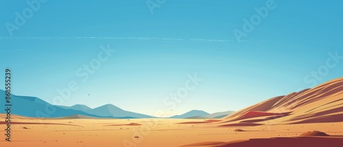 A computer generated desert scene with mountains in the background