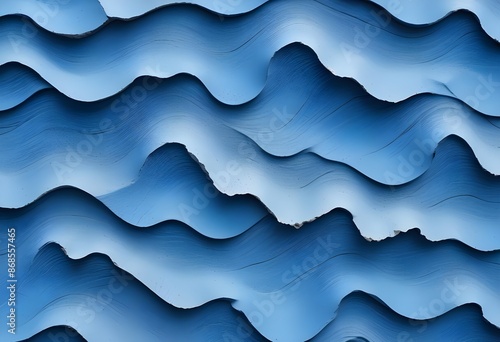 Wavy light blue, celeste, turquoise, sky color rought 3d concrete clay wall tezture texture background © Lied