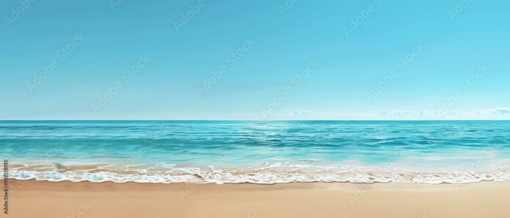 Obraz premium A beautiful blue ocean with a sandy beach