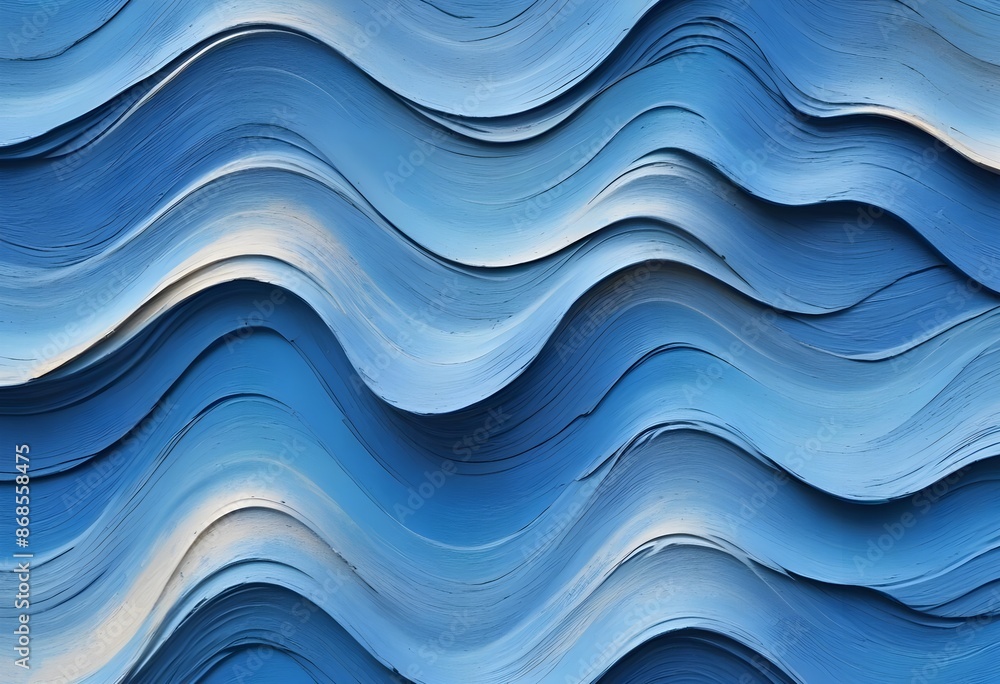 Fototapeta premium Wavy light blue, celeste, turquoise, sky color rought 3d concrete clay wall tezture texture background